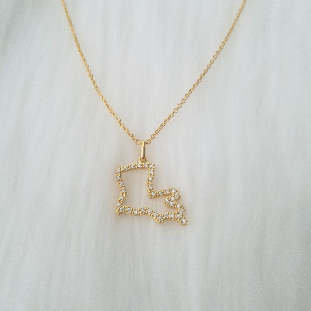 Gold Louisiana cubic zirconia necklace